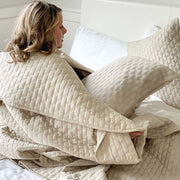 BedVoyage Melange Viscose from Bamboo Cotton Quilted Coverlet - Sand