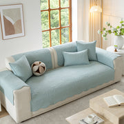 Slipcover KAS™ Floral Cotton Quilted Sofa Cover, Non-Slip Couch Protector with Scalloped Edges