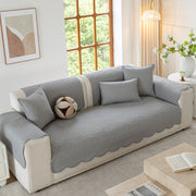 Slipcover KAS™ Floral Cotton Quilted Sofa Cover, Non-Slip Couch Protector with Scalloped Edges