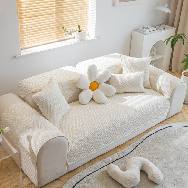 Slipcover KAS™ Quilted Geometric Cotton Sofa Cover, Non-Slip & Thick Padded Furniture Covers