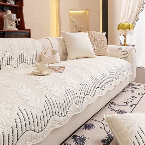 Slipcover KAS™ 3D Quilted Thick Cotton Sofa Cover Non-Slip Couch Throw for Fabric & Leather Sofas