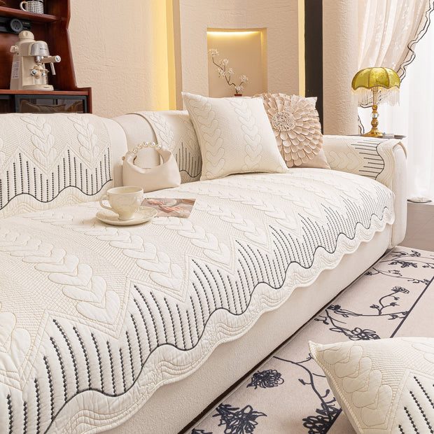 Slipcover KAS™ 3D Quilted Thick Cotton Sofa Cover Non-Slip Couch Throw for Fabric & Leather Sofas