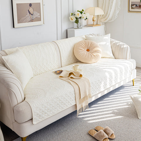 Slipcover KAS™ Cotton Quilted Sofa Cover, Non-Slip Couch Protector Fits Backrest, Seat & Armrest
