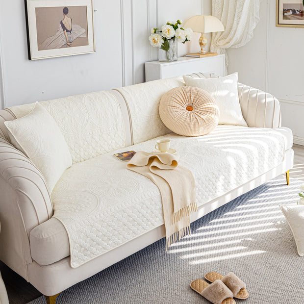 Slipcover KAS™ Cotton Quilted Sofa Cover, Non-Slip Couch Protector Fits Backrest, Seat & Armrest
