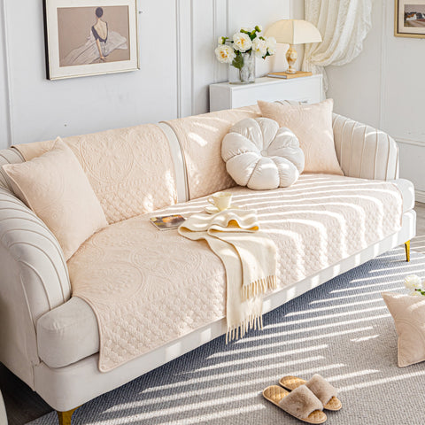 Slipcover KAS™ Cotton Quilted Sofa Cover, Non-Slip Couch Protector Fits Backrest, Seat & Armrest