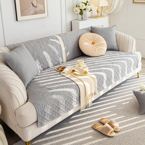 Slipcover KAS™ Cotton Quilted Sofa Cover, Non-Slip Couch Protector Fits Backrest, Seat & Armrest