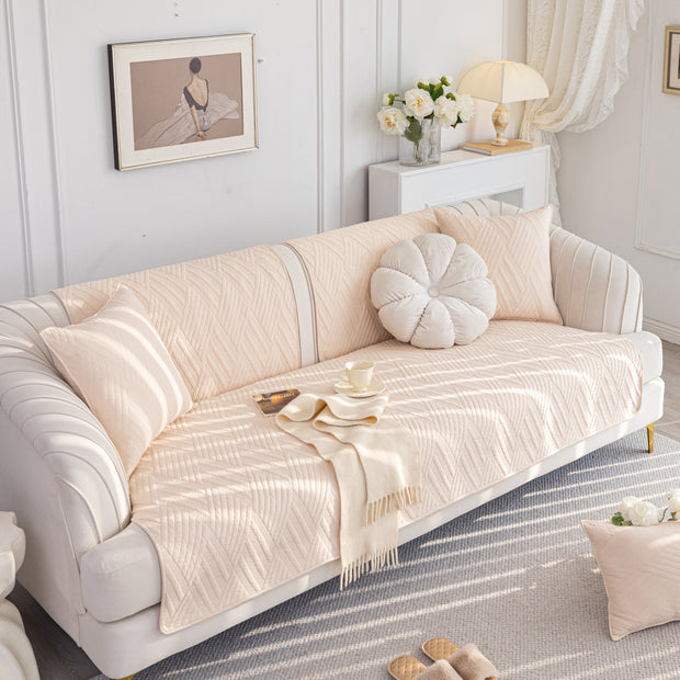 Slipcover KAS™ Quilted Geometric Cotton Sofa Cover, Non-Slip & Thick Padded Furniture Covers
