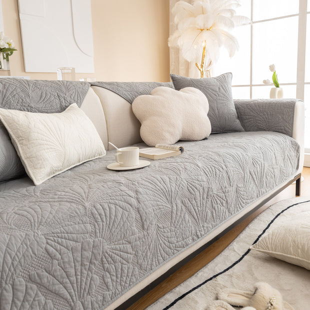 Slipcover KAS™ Embossed Leaf Cotton Quilted Sofa Cover Non-Slip Couch Protector with Thick Padding