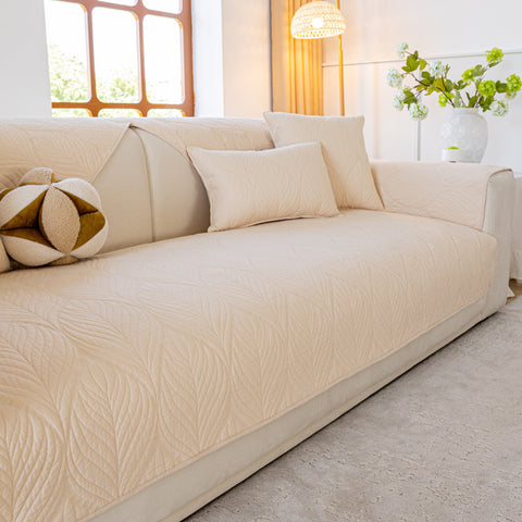 Slipcover KAS™ Leaf Vein Textured Cotton Quilted Sofa Slipcover, Non-Slip Modular Couch Covers