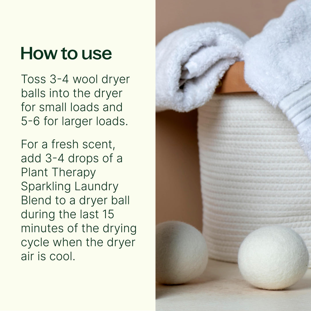 Plant Therapy Wool Dryer Balls 6-Pack | Natural Linens, image size:1080x1080