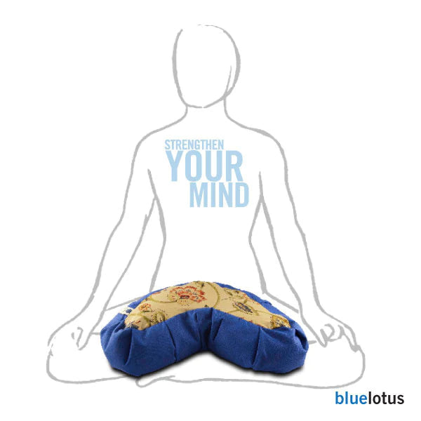 Blue Lotus Kapok Crescent Meditation Cushion - Natural Linens