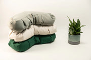 Blue Lotus Buckwheat Hull Crescent Meditiation Cushion - Natural Linens