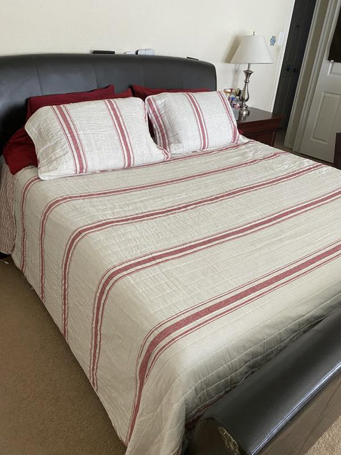 Lush Décor Farmhouse Stripe Reversible Cotton Quilt Set