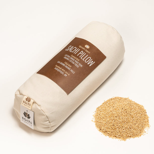 Sachi Organics Buckwheat or Millet Hull Neck Pillow Cylinder - Natural Linens