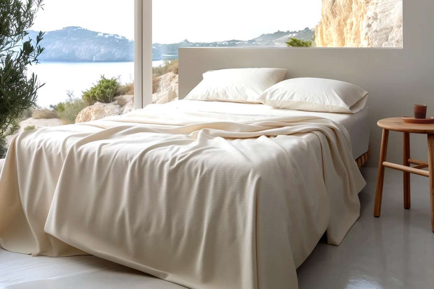 Sleep & Beyond 100% Organic Cotton Honeycomb Jacquard Blanket