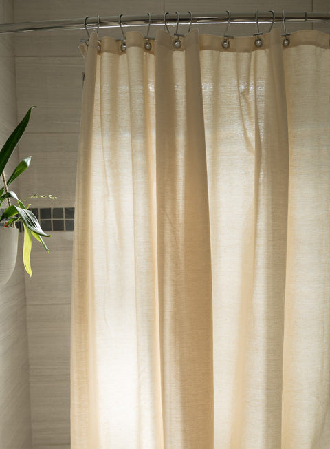 Bean Products Standard Cotton Shower Curtain - Natural Linens