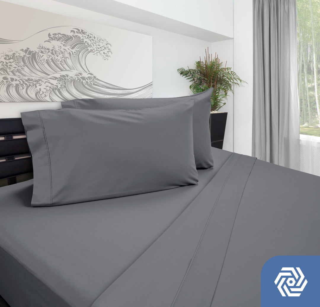 Bamboo Viscose King Sheet Set - Cooling, Moisture Wicking, Deep Pocket 15", OEKO-TEX Certified, 4-Piece Light Grey