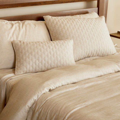 BedVoyage Mélange Viscose from Bamboo Cotton Quilted Standard Shams - Natural Linens