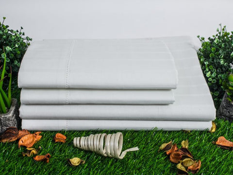 Organics and More Naturesoft Organic Cotton 400 TC Luxury Stripe Sateen Sheets - Natural Linens
