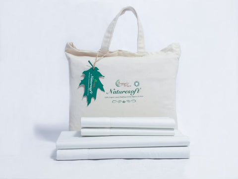 Organics and More Naturesoft Organic Cotton 400 TC Luxury Stripe Sateen Sheet Sets - Natural Linens
