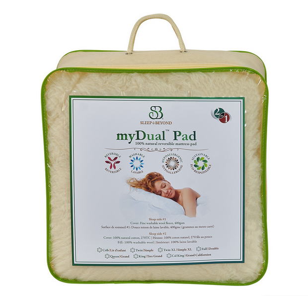 Sleep & Beyond myDual Pad Wool Mattress Pad - Natural Linens