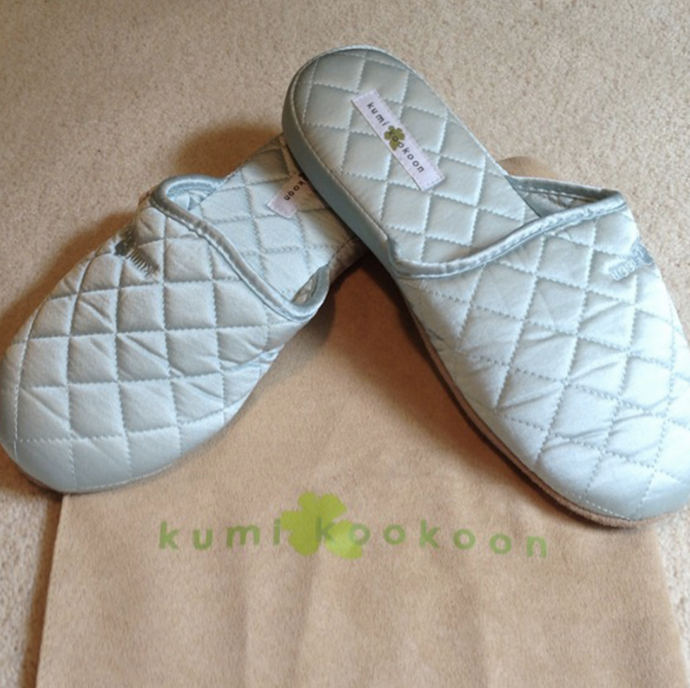 kumi kookoon Quilted Silk Slippers Natural Linens