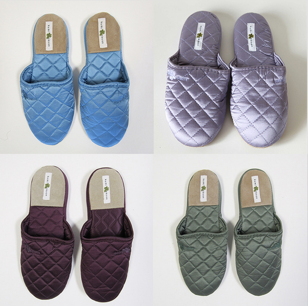 kumi kookoon Quilted Silk Slippers - Natural Linens