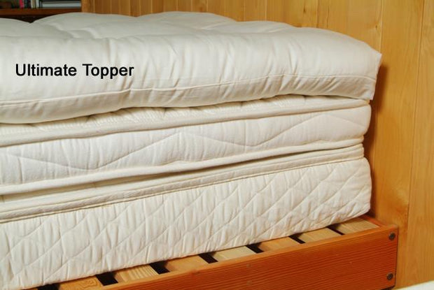 Holy Lamb Organics Quilted Ultimate Wool Mattress Topper - Natural Linens