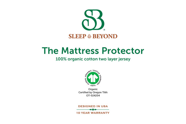 Sleep & Beyond Organic Cotton Waterproof Mattress Protector - Natural Linens
