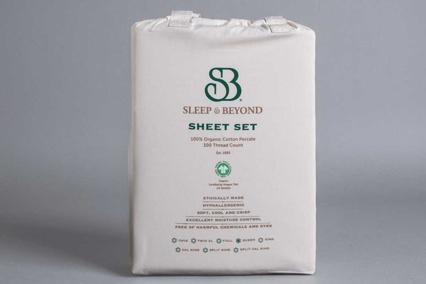 Sleep & Beyond Organic 300 TC Percale Sheet Set